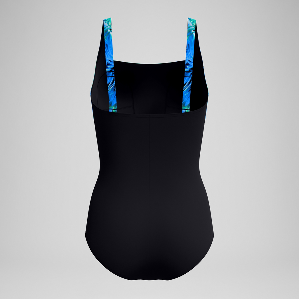 Speedo Printed Blocked Square Neck 1 Piece
