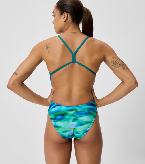 Speedo Printed V-Back Sunset Grove/Green