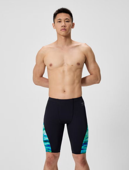 SPEEDO PRINT SPLICED JAMMER SUNSET GROVE BLACK