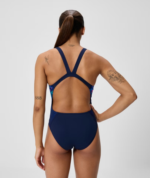 SPEEDO PRINT LEADERBACK PIXEL POOL NAVY