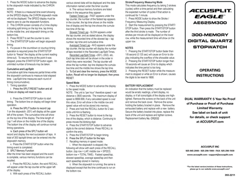 Accusplit Eagle Stopwatch 300M